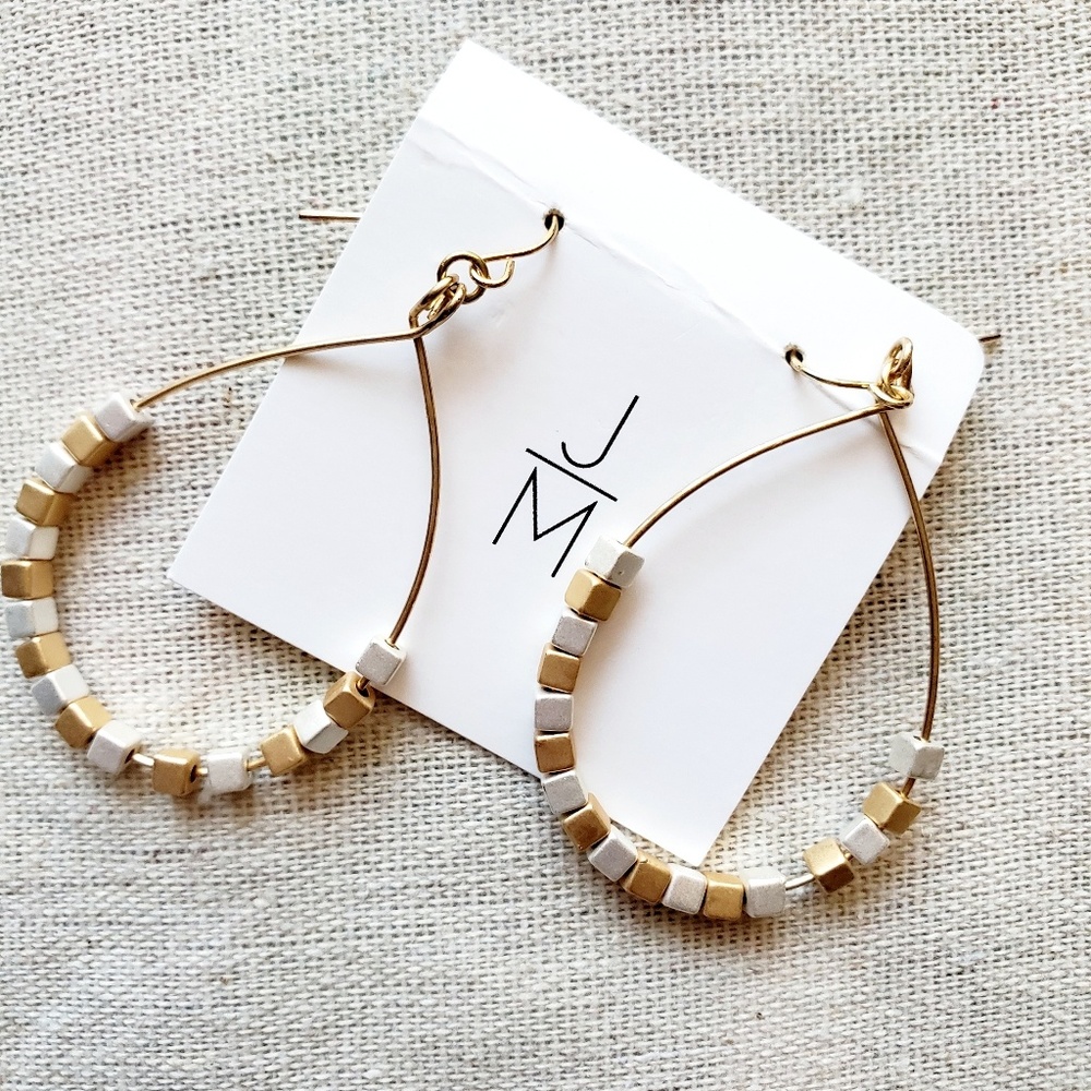 New. Gold and Silver Teardrop Hoop Earrings